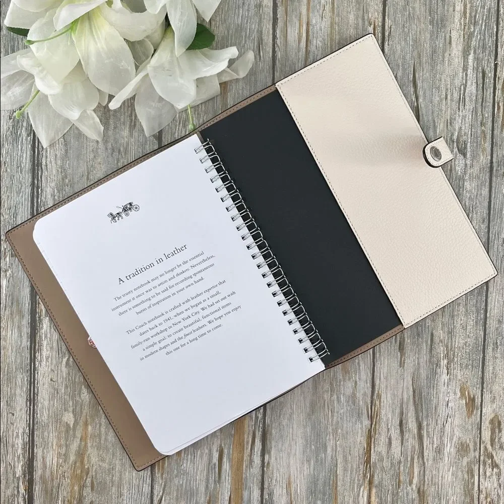 Coach Notebook In Pebbled Leather With Rocket Ship Print